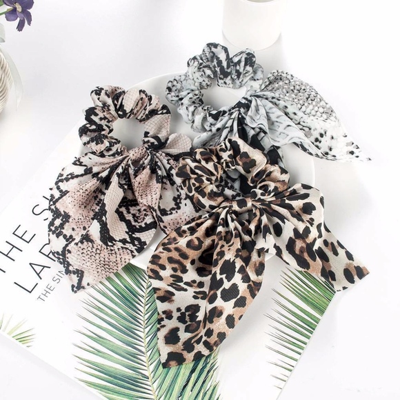 Accessories - Snake and Jaguar Animal Print Bow Tie Scrunchies